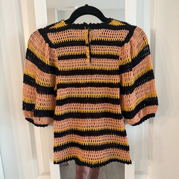 Ulla Johnson Amata Crochet Knit Sweater Top Size Small Color Pink Yellow - Picture 4 of 4